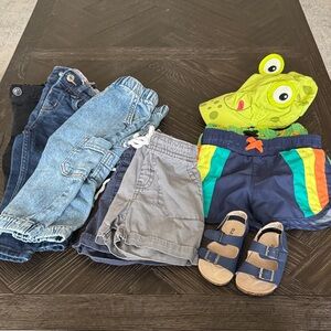 Cat and Jack baby clothes, 18 months, jeans, pants, shorts, swim, hat, blue